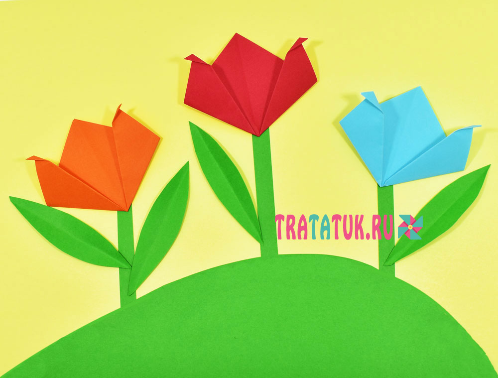 Аппликация тюльпаны в технике оригами